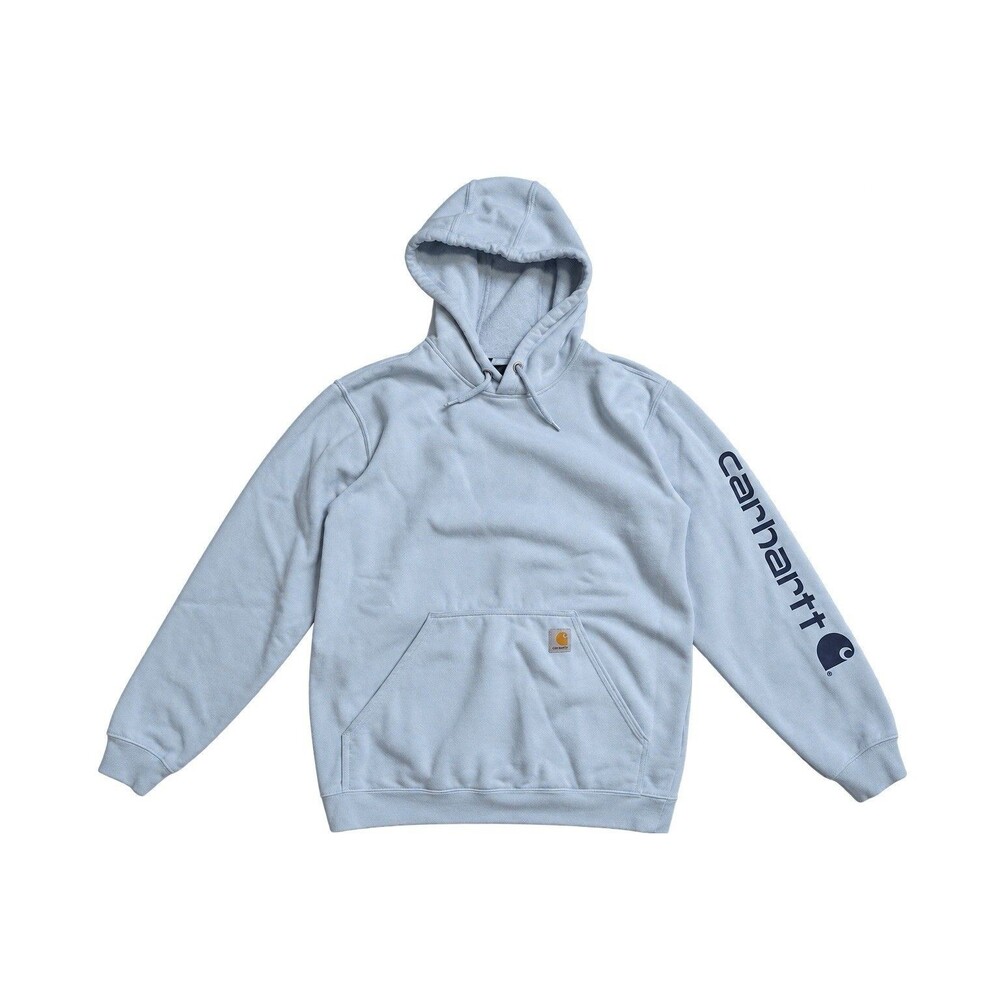 Carhartt Men’s Loose Fit Logo Sleeve Pullover Hoodie Light Blue Size M